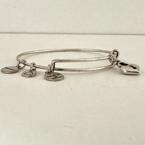 Alex and Ani silver tone heart locket bangle bracelet - Picture 2 of 8